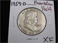 1959 D FRANKLIN HALF DOLLAR 90% XF