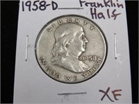 1958 D FRANKLIN HALF DOLLAR 90% XF