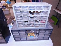 2 multi drawer parts bins & contents,