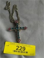 RHINESTONE AND SILVER CROSS FIREFLY FANCY CROSS