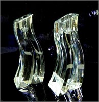 LENOX CANDLE HOLDERS CRYSTAL PAIR ELEGANT MODERN