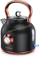 NESSGRAIM Retro Kettle, 1.7L, 1500W, Black