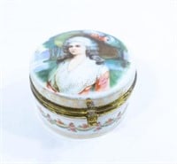 Hand Painted 19thC  French Porcelain Trinket Box