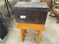 MISSION STYLE END TABLE, WOOD CHEST (no bottom)