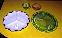 (2) Glass Serving Plates, Cup & Bowl