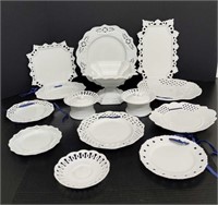 White Woven China Serving Dishes