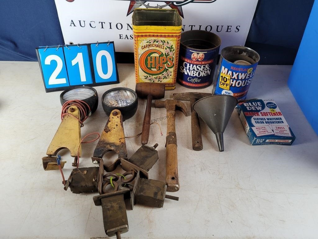 HAMMERS , TINS, MISC. IN TOTE