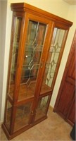 Oak Lighted Display Cabinet with 3 Glass Shelves,