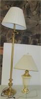 Electric Floor Lamp and Table Lamp with Shades.