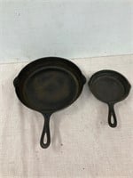 Cast iron 9” and 5” frying pans