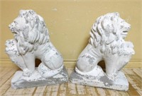 Concrete Painted  Lions with Shields.