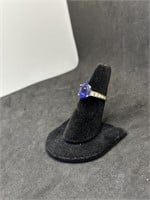 18kt Ring - Two Tone Diamond And Tanzanite Ring Si