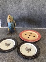 Decorative Plates and Rooster