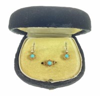 14k Yellow Gold, Turquoise & Pearl Ring, Earrings