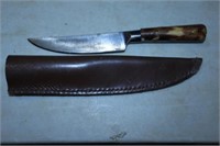 FIXED BLADE KNIFE WITH LEATHER SHEATH