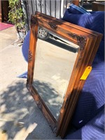 Carved Oak Framed Bevel Cut Mirror