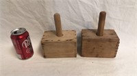 2 wooden butter molds