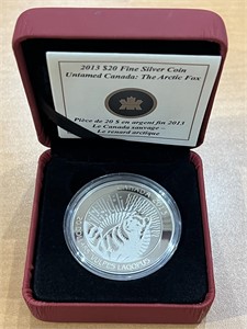 2013 Cdn $20 Artic Fox Silver Coin .9999