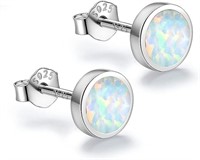 18k Gold-pl Round 1.68ct White Opal Earrings
