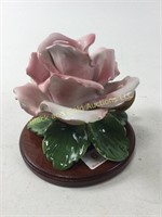 Italy Capodimonte flower with wood base