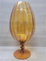 Large MCM 16" Vase Amber Color Glass