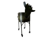 Farm animal Planter Green Metal Cow on wheels