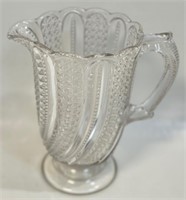 SUBSTANTIAL ANTIQUE PRESSED GLASS WATER PITCHER