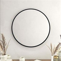 HBCY Black Circle Wall Mirror  30 Inch