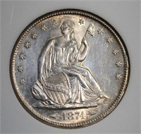 1874-S SEATED HALF DOLLAR, TDCS CH/GEM BU