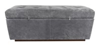 Modern Gray Ultrasuede Storage Bench