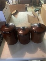 Brown, ceramic canisters