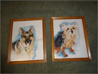 (2) Framed Dog Watercolors by D. Frey