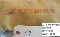 old bank bag advertising SQUIRT SODA