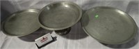 THREE FOOTED PEWTER PLATES, 2 MARKED