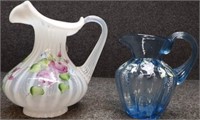 (2) Fenton Hand-Painted & Signed Glass Pitchers