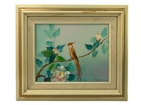 Vintage Original Signed Oil Painting of Bird