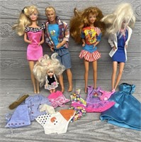 (5) Barbie & Ken Dolls w/ Outfits