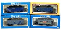 (4) Life-Like HO Scale Train Cars with Boxes
