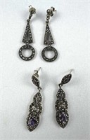 (2) 925 Silver Marcasite Earrings