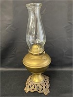 Brass oil lamp.  18in overall height