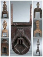 7 West African style heddle pulleys. 20th cent