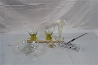 Crystal Vase, Art Glass Vase, Viking Glass Dish,