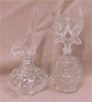 2 vintage glass bird perfume bottles, 7" tall