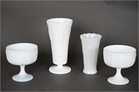 Milk Glass Vases & Compote Pedestals