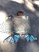 Lot of Metal Decor Wall Art Peacock Butterflies
