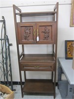 CARVED OAK SHELVING UNIT