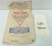 Cornhusker Hybrid Co. Cloth Seed Sacks Lrg & Sm