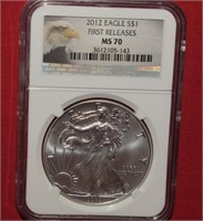2012 Silver Eagle Dollar  MS70 First Release  NGC