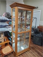 Oak Slider Glass DoorDisplay Cabinet-79t x 29w x