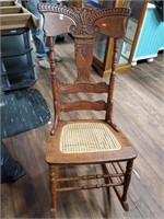 Cane Bottom Antique Oak Rocker